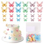 LOMIMOS 72 Pcs Edible Butterfly Cake Topper，3D Colorful Butterfly Cake Decoration Wafer Paper Cake Dessert Toppers for Wedding Cake Birthday Party Food Decoration