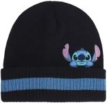 Disney Stitch Beanie Hat, Peek-A-Boo Striped Winter Knit Cap with Cuff, Multi, One Size, Multi, One Size