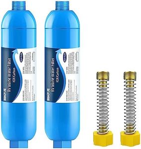 RV Inline Water Filter with Flexible Hose Protector, Certified by NSF to Reduce Bad Taste, Odors, Rust, Chlorine, Lead, Fluoride and More Sediment in Drinking Water (2 Packs)