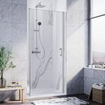 ELEGANT Pivot Swing Shower Door 34 in.W x 72 in.H, Frameless Shower Door with 1/4 in. Clear Tempered Glass, Single Glass Panel, Chrome Finish