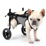 BECROWM Small Dog Wheelchair for Back Legs, Light Weight Cat&Dog&Pets Wheelchair Cart with Disabled Hind Legs Walking, Adjustable Doggy Wheelchair Cart with Wheels for Back Legs (Gray, Small)