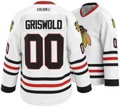 GHOSTWEAR Griswold #00 Movie Hockey Jerseys Stitched Letters and Numbers, 00#white, Large