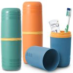 Esteopt Travel Toothbrush Holders Pack of 3, Toothpaste Storage Boxes for Camping, Hiking, Business Trips, Home - Green, Blue, Orange