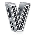 Letter V Charms, Initial V Alphabet Beads in Vintage 925 Sterling Silver, fits Pandora Charm Bracelet, Personalized Gift for Lovers/Valentines