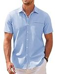 COOFANDY Mens Button Up Short Sleeve Shirts Casual Chambray Untucked Oxford Dress Shirts