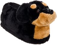 Funziez! Fuzzy Dog Slippers for Women & Men, Funny, House Shoes, Animal, Cute Novelty, Great Mother's Day Gift for Mom, Wife, Daughter, Rottweiler, L