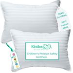 kinder Fluff Children Pillows for Bed (2X) - The Only Kids Pillow 300T Cotton Shell & Down Alternative Fill - Travel Pillow for Children Bedding Set Sleeping Pillow Floor Bed Pillows (35x50cm- White)