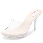 NBUUNBU Silver Clear Heels For Women Dress Shoes Transparent Strap Sexy Stilletos Heels Open Toe High Silver Heeled Sandals Pump Mules, Nude-c3.74in, 10