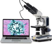 Swift Digital Binocular Compound Microscope 40X-2500X, with 5MP USB Camera, Two-Layer Mechanical Stage and Software Windows and Mac Compatible and Slides,Siedentopf Head,Research-Grade