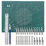 Craft Cutting Stencil Knife Set and A4 Double Sided Cutting Mat Set,Art Blade Cutting Exacto Knives Cutting Rulers Tools for Paper,Modelling,Quilting,Sewing,Scrapbook,Fabric & Papercraft- 28pcs