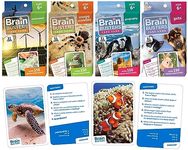 Brain Busters Card Game for Kids, Family Trivia Game Bundle with 120 Flash Cards - Learn and Play with Multiple Choice Trivia Cards About Environment, Insects, Geography and Pets (Ages 6+)