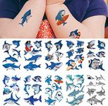 Shark Temporary Tattoo(54 design),COKOHAPPY Shark Tattoo Body Sticker Costume Accessories for Ocean Sea Shark Themed Baby Shower Birthday Party Favor Supplies Decor for Boy Girl Kid Party Bag Filler