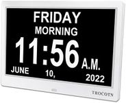 TROCOTN 10 Inchs Digital Clock Day Clock Large Display Alarm Clock Wall Clock (White)