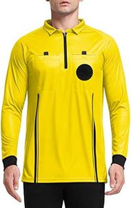FitsT4 Men's Pro Soccer Referee Jersey Long Sleeve Ref Shirt Yellow