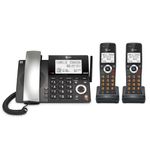 AT&T 2-handset Expandable Corded/Cordless Phone with Unsurpassed Range, Smart Call Blocker, Answering System and Line-Powered Mode, CL84218 (Charcoal)