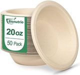 Disposable Bowls 20 oz, 50 Pack Paper Soup Bowls 20 oz Heavy Duty, Disposable Bowls For Hot Soup 20 oz, Biodegradable Compostable Bowls Made Of Sugarcane, Party Serving Bowls For Salad, Ice Cream…