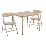 Flash Furniture Kids Tan 3 Piece Folding Table and Chair Set, JB-10-CARD-TN-GG