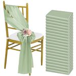 REWOMC 50 PCS Satin Chair Sash Chair Decorative Bow Designed Chair Cover Chair Sashes for Thanksgiving Wedding Banquet Party Home Kitchen Decoration (Sage Green,7 x 108 inch)