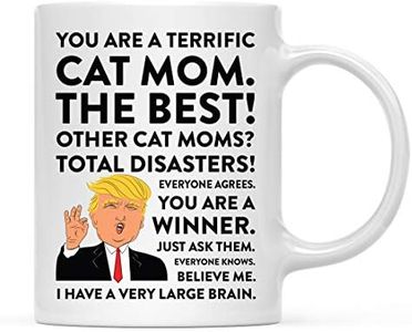 Andaz Press Funny President Donald Trump 11oz. Coffee Mug Gift, Terrific Cat Mom, 1-Pack, Hot Chocolate Christmas Birthday Drinking Cup Republican Political Satire for Family in Laws