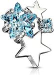 FIFTH CUE 14G CZ Cluster Stars Internally Threaded Dermal Anchor Top (Aqua)