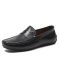 Monte Carlo Mens Black Solid Slip on Genuine Leather Loafers (201804FW-2-6)