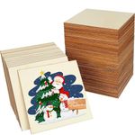 50 Pack Unfinished Wood Sheets 6 x 6 Inch, Thin Square Natural Wooden Pieces for DIY Crafts, Painting, Wooden Models, Christmas Decorations