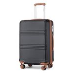 Kono Large Suitcase 28 Inch Luggage Lightweight ABS+PC Hard Shell Trolley Travel Case with TSA Combination Lock and 4 Spinner Wheels (28", Black/Brown)