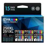 15 Pack E-Z Ink (TM Compatible Ink Cartridges Replacement for Canon 250 251 XL PGI-250XL CLI-251XL to use with PIXMA MX922 MX920 IX6820 MG5520 MG7520 IP8720 MG6620 MG6320 MG7120 Printer