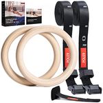 POLE9 Wooden Gymnastic Rings with Straps | Premium Fitness Equipment for Home & Gym | 28mm Gym Rings with Non-Slip Metal Buckle |Ideal for Calisthenics, Pull Ups, Dips & More