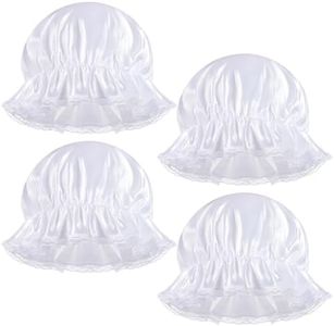 4 Pieces Colonial Mob Hats White Colonial Lace Mop Caps Elastic Colonial Costume Hats Lace Bonnet Caps for Women Costume Accessory