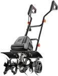Electric Garden Tiller Cultivator, 15 Amp, 18 Inch Tilling Width, 8.7 Inch Depth, 24 Steel Tines, 380 RPM, Corded Rototiller w/Adjustable Wheels & Foldable Handle & Safety Switch for Soil Cultivation