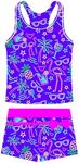 UNIFACO Girls Neon Swimsuit Size 12-14 Kids Two Piece Boyshort Tankini Bathing Suits for Girls