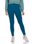 Max Women Solid Elasticated Regular Fit Mid Rise Leggings (Noosal21Te_Teal_Medium)