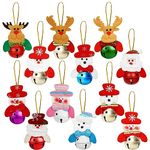 BELLE VOUS 12 Pack of Christmas Tree Jingle Bells Plush Ornaments - Santa Claus, Snowman, Reindeer, Bear, Elk & Other Hanging Dolls - Xmas Tree/Door Pendants for Home or Holiday Party Decoration