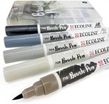 Ecoline Royal Talens Liquid Watercolour Drawing Painting Brush Pens - Set of 5 in Plastic Wallet - Grey