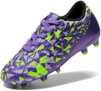 DREAM PAIRS Boys Girls Soccer Cleats,Purple,1.5 Little Kid