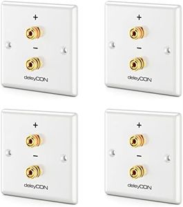 deleyCON Set of 4 Multimedia Speaker Boxes Junction Box Wall Plate with Banana Plug Sockets for 1 Speaker (Red/Black) - Hi-Fi Surround Sound System Home Cinema Set of 4