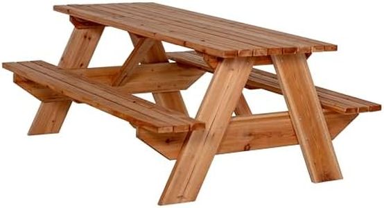 Jack and June Premium Cedar Wood Rectangular Picnic Table Easy Assembly Rounded Corners Comfortable for Kids and Adults