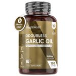 Odourless Garlic Capsules 15000mg | 180 Count | 6 Months Supply | High Strength Deodorised Cold Pressed Garlic Oil Extract with Allicin