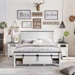 JXQTLINGMU Farmhouse Wood Bed Frame