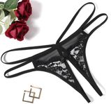 Avidlove Women Lace Panties Floral Lace Briefs Mesh Hollow Out G-String Thongs T-back Underwear Black L