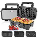 COSTWAY 3-in-1 Sandwich Maker, Electric Panini Press Grill w/Removable Non-Stick Plates, 1200W Breakfast Maker w/ 5-Gear Temperature Control, Lightweight & Portable Mini Waffle Maker