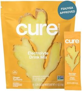 Cure Hydrating Electrolyte Mix | Powder for Dehydration Relief | Made with Coconut Water | No Added Sugar | FSA & HSA | Vegan | Paleo Friendly | Pouch of 14 Packets - Ginger Turmeric