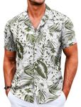 COOFANDY Mens Hawaiian Beach Shirts Short Sleeve Vacation Shirts Lightweight Cruise Shirts