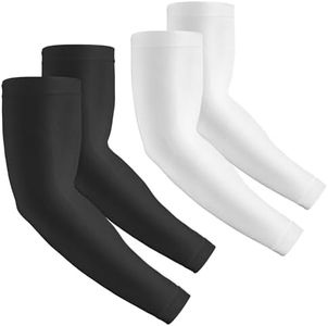 Rescoto 2 Pairs UV Protection Cooling Arm Sleeves Compression Sun Sleeves for Men Women Youth, Tattoo Cover Up, UPF 50, 2 Pairs: 1 Pair Black & 1 Pair White