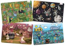 merka Kids Placemats Educational Placemat Non Slip Designer Set Ocean Space Jungle Unicorns Learning Placemat for The Dining and Kitchen Table for Kids and Toddlers Ages 2-8