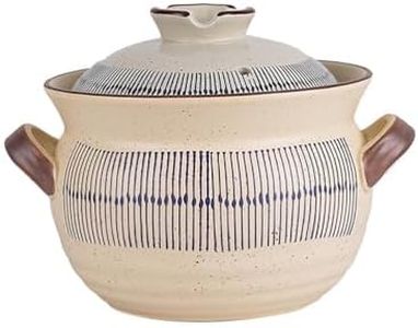 CVQWRJH Japanese Donabe Ceramic Hot Pot Ceramic Casserole Dish with Lid Ceramic Casserole Dish Ceramic Stew Pot with Handle Round Ceramic Cookware for Stew Steam, Soup Bowl,3.2 Quart