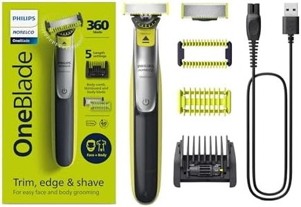 Philips Norelco OneBlade 360 Face + Body, Hybrid Electric Razor and Beard Trimmer for Men with 5-in-1 Face Stubble Comb and Body Hair Trimmer Kit, QP2834/70