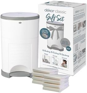 Diaper Dekor Classic Diaper Pail Gift Set – White | Comes with up to a Year's Supply Worth of Diaper Dekor Refills!