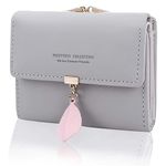 Women's Wallet Purses - KQueenStar Leather Wallet Women Credit Card Holder Ladies Purse Clutch Holder Case with Heart-Shaped Metal Buckle Gift (Gray-F)